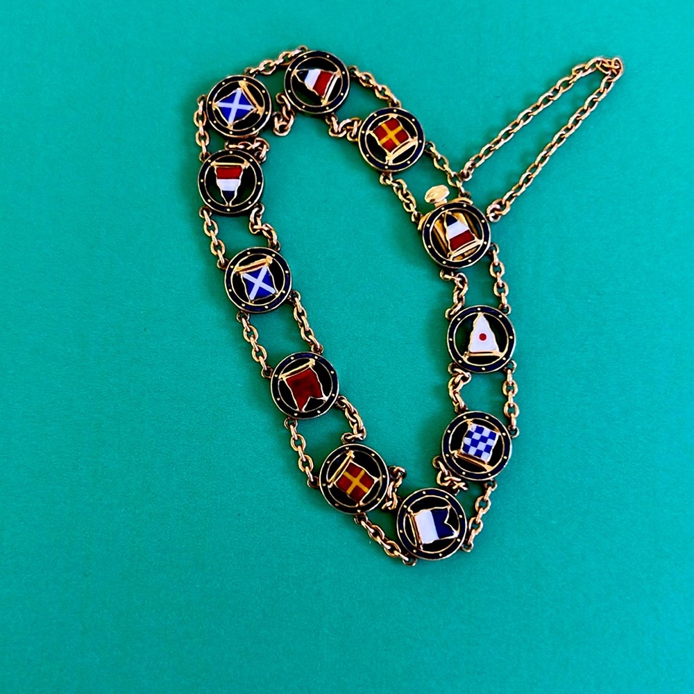 Signal Enamel and 15k Gold Antique Bracelet